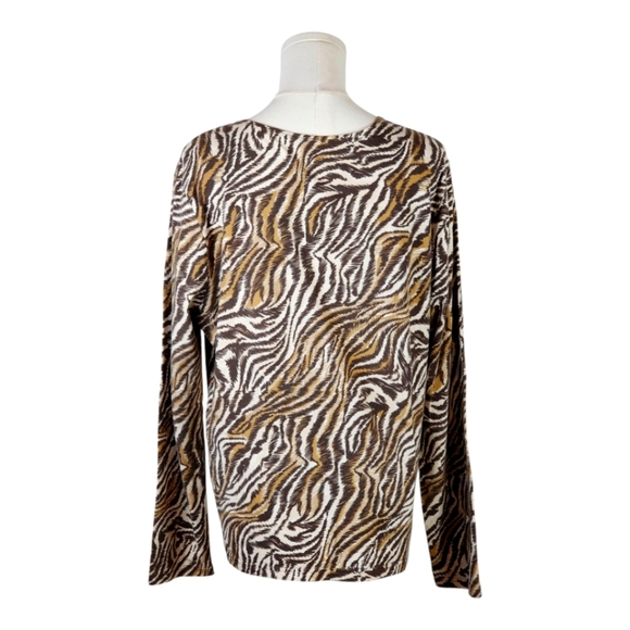 SET OF 2 Kim Rogers Animal Print Long Sleeve Tops XL – Zebra & Abstract Duo - Picture 6 of 11